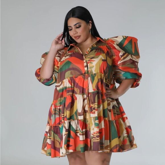 NWOT Falltansic Days Dress - Size 2X - Brown - Picture 3 of 15